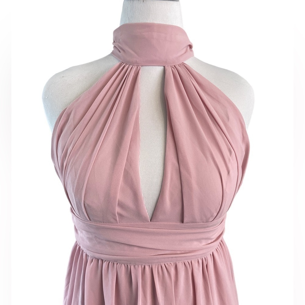 Shein Pink Formal Halter Backless Open Front Dress Prom Evening Large 8 10 - Picture 3 of 6
